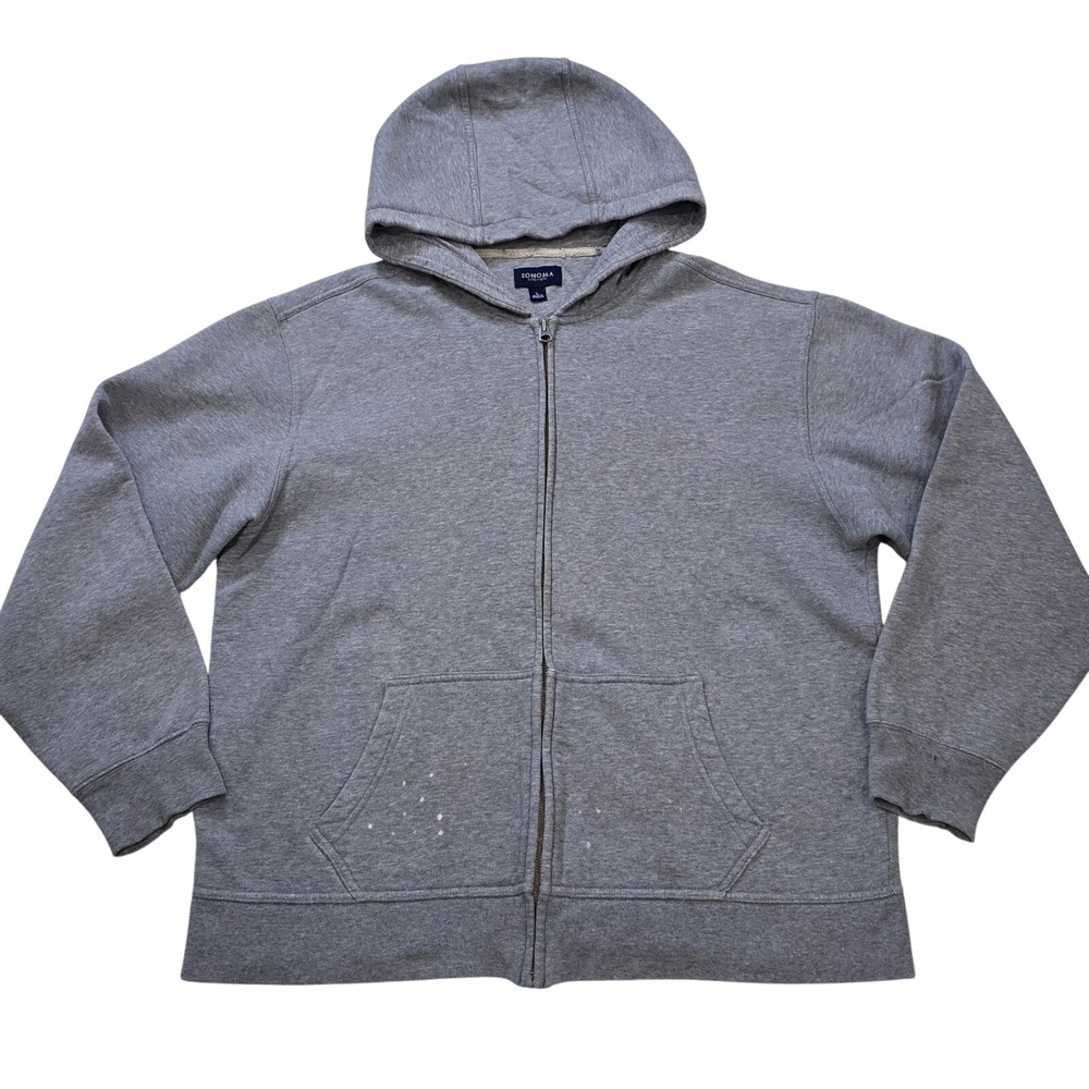 Sonoma Men's Size L Full Zip Hoodie Sweatshirt‎ Gray Athletic Wear